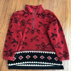 RED Velour Horse Pullover